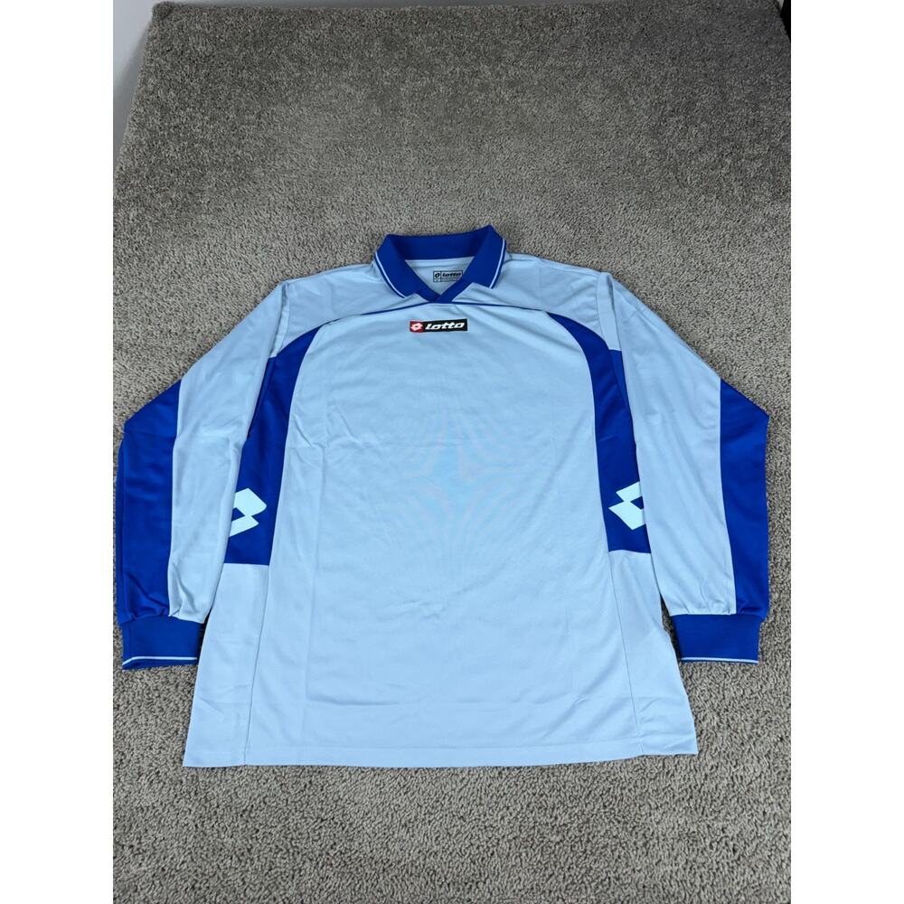 Lotto Jersey Shirt Mens XL Blue Long Sleeve Soccer Polo Colorblock Top